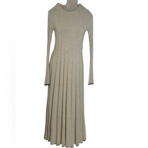 Dissh Ribbed Knit Cream Black Trim Stretch Maxi Dress Size XS